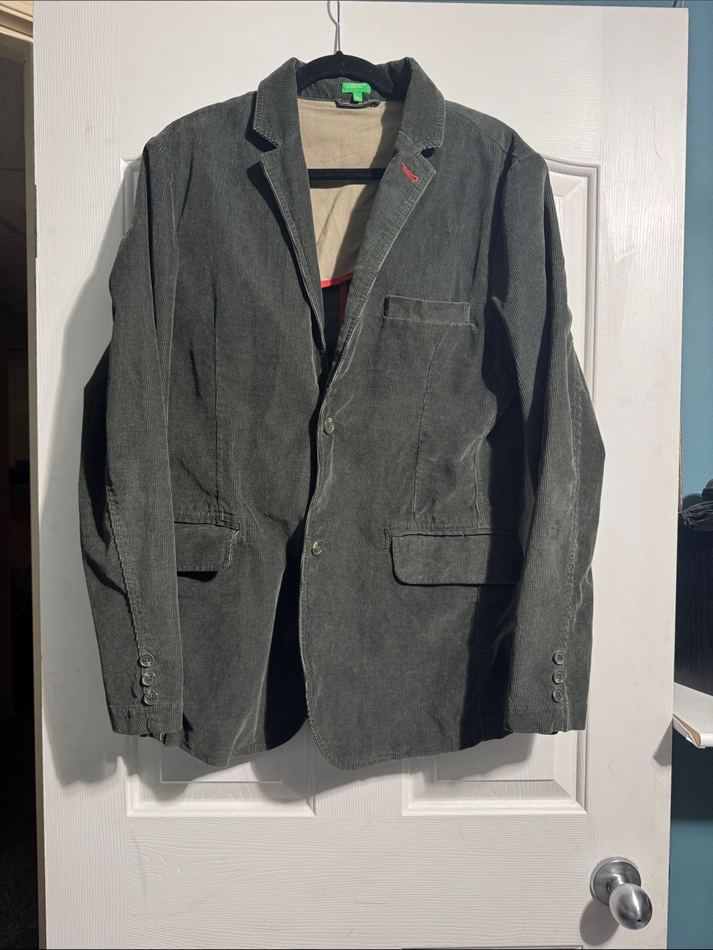 United Colors of Benetton Dark Green Corduroy Blazer Sport Coat Jacket Men’s XL